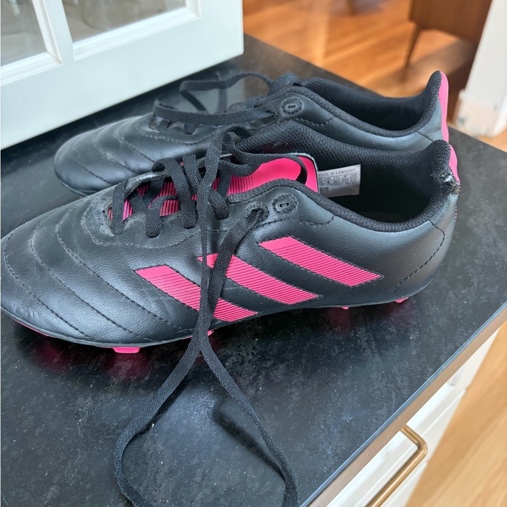 adidas Black Athletic Shoes with Pink Accents